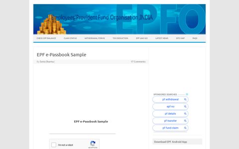 EPF e-Passbook Sample | EPF India, EPF, EPF Fund, EPF ...