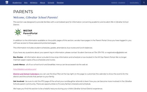 Parents - GIBRALTAR SCHOOL DISCTRICT