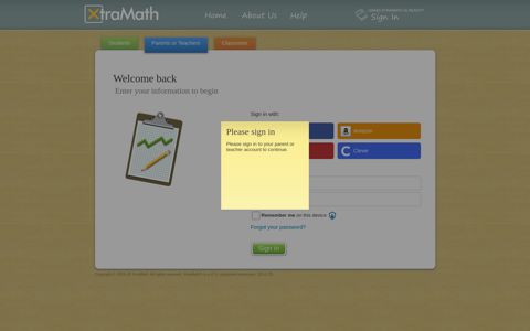 XtraMath - Parent/Teacher Sign In