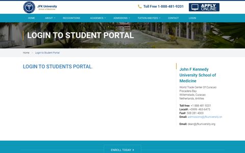 Login to Student Portal | JFK School of Medicine