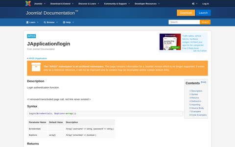 API15:JApplication/login - Joomla! Documentation