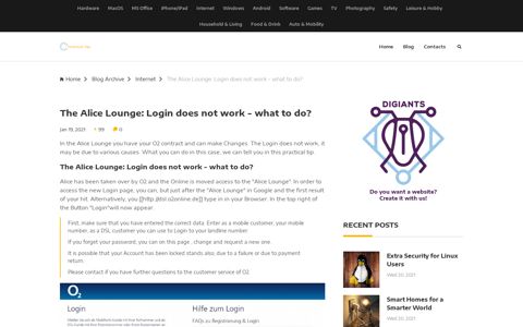 The Alice Lounge: Login does not work - what to do?