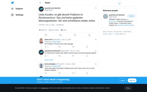 g-portal.com Deutsch on Twitter: "Liebe Kunden, es gibt ...