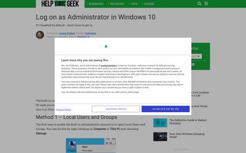 Log on as Administrator in Windows 10 - Help Desk Geek