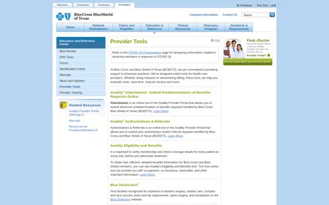 Health Care Provider Tools - Blue Cross and Blue Shield of ...