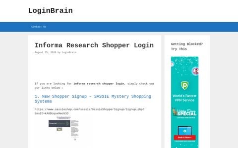 Informa Research Shopper - New Shopper Signup - Sassie ...