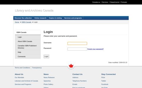 Login - ISBN Canada - Library and Archives Canada