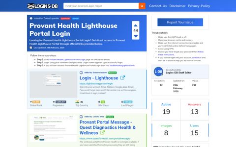 Provant Health Lighthouse Portal Login - Logins-DB