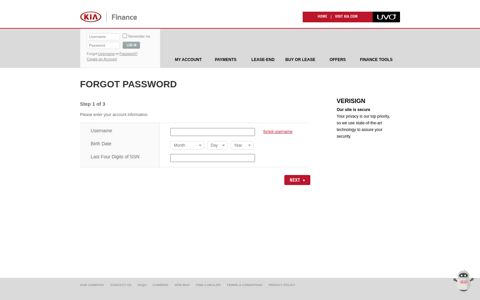 Forgot Password - Kia Motors Finance