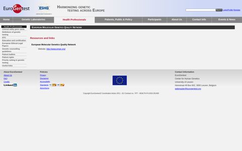 European Molecular Genetics Quality Network - EuroGentest