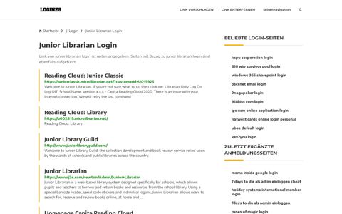 Junior Librarian Login | Allgemeine Informationen zur Anmeldung