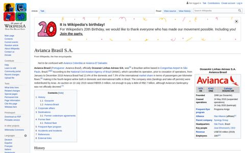 Avianca Brasil S.A. - Wikipedia