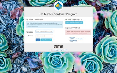 UC Master Gardener Program VMS - Login Page