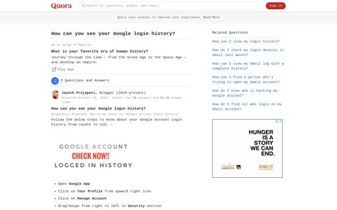 How to see your Google login history - Quora