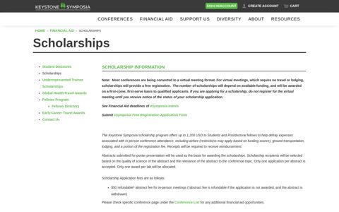 Scholarships Available| Keystone Symposia