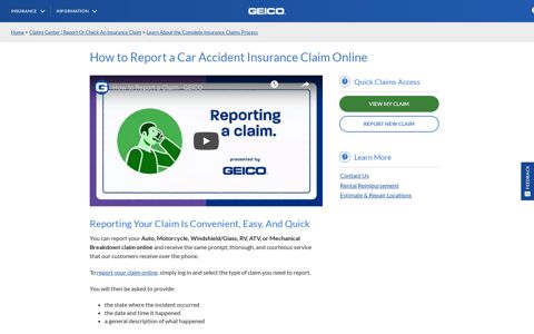 How to Report a Car Accident Insurance Claim Online | GEICO