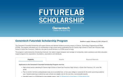 Genentech Futurelab Scholarship - Scholarship America
