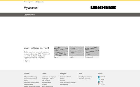 My Account - Home - Liebherr