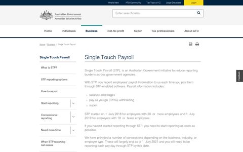 Single Touch Payroll | Australian Taxation Office
