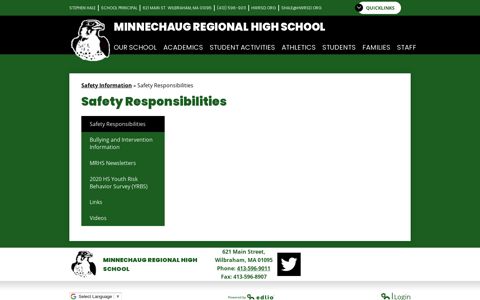 Safety Responsibilities – Safety Information – Minnechaug ...