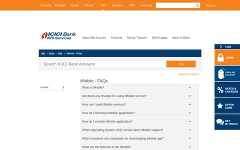 iMobile - Frequently Asked Questions - ICICI Bank