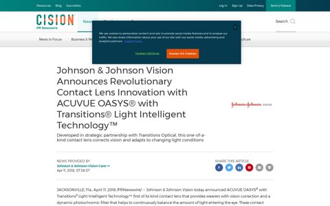 Johnson & Johnson Vision Announces Revolutionary Contact ...