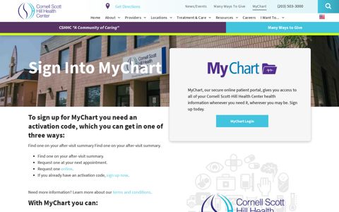 Sign Into MyChart - Cornell Scott-Hill Health Center
