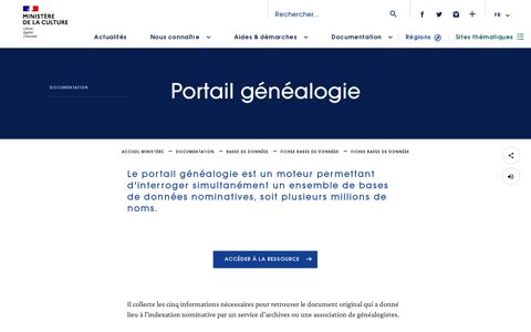 Portail généalogie - Ministère de la Culture