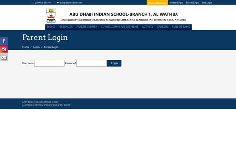 Parent Login – Abu Dhabi Indian School, Branch-1