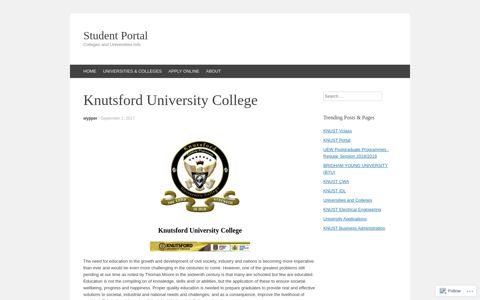 Knutsford University College | Student Portal