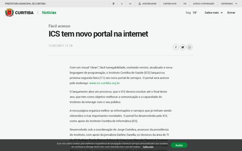 ICS tem novo portal na internet - Prefeitura de Curitiba