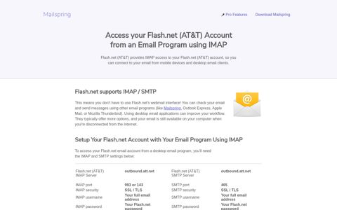 How to access your Flash.net (AT&T) email account using IMAP