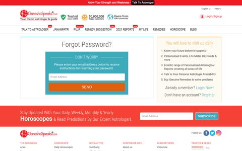 forgot password - GaneshaSpeaks