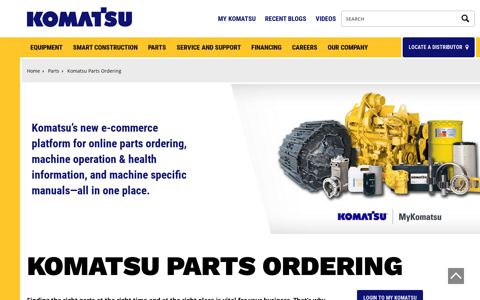 Komatsu Online Parts Ordering | Komatsu America Corp