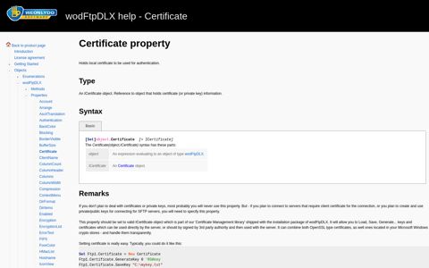 wodFtpDLX help - Certificate - WeOnlyDo!