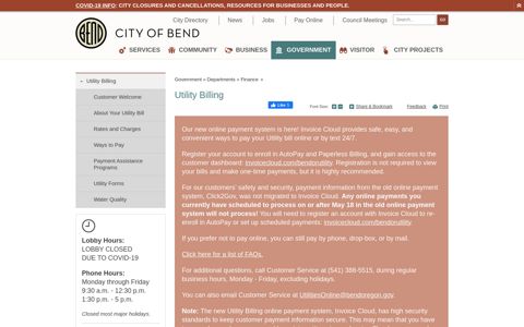 Utility Billing | City of Bend