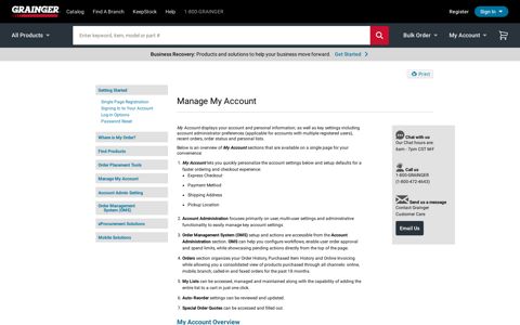 Manage My Account on Grainger.com—Grainger Industrial ...
