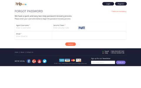 Recover your password - itrip - Online Reservation System