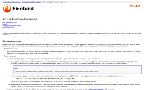 Server configuration and management - Firebird