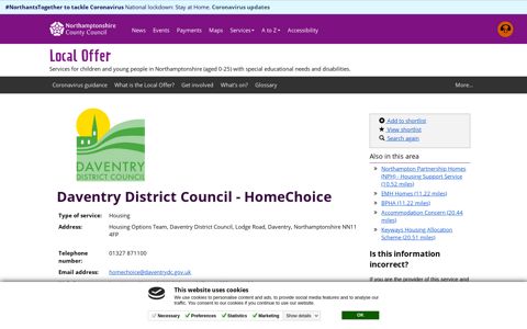 Daventry District Council - HomeChoice - Local Offer
