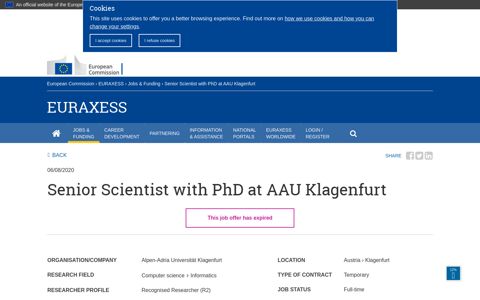 Senior Scientist with PhD at AAU Klagenfurt | EURAXESS