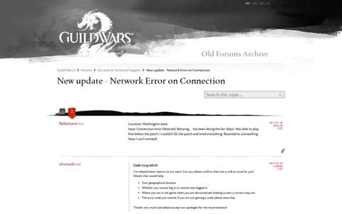 New update - Network Error on Connection - Guild Wars 2 ...