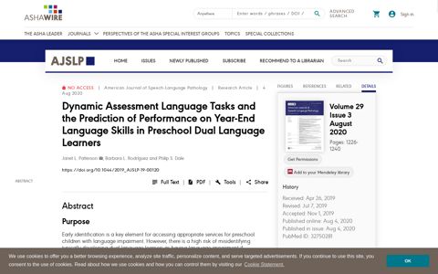 Dynamic Assessment Language Tasks and the Prediction of ...