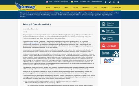 Privacy & Cancellation Policy - Garudavega Courier Services ...