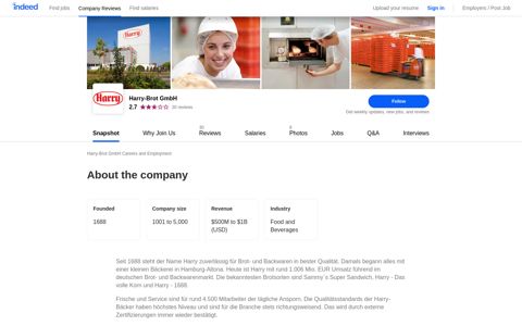 Harry-Brot GmbH Careers and Employment | Indeed.com