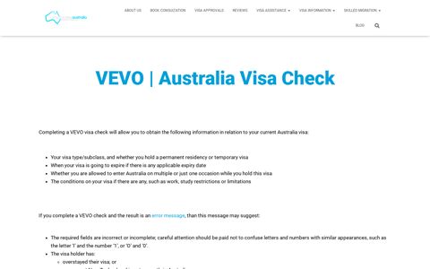 VEVO | Australia Visa Check - My Access Australia
