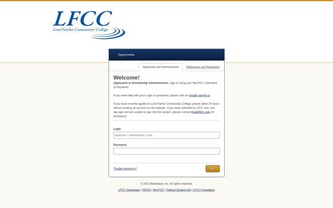 Sign In - Lord Fairfax Community College Scholarships