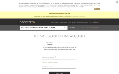 Activate Online Account - GHA - DISCOVERY Loyalty