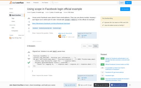 Using scope in Facebook login official example - Stack Overflow