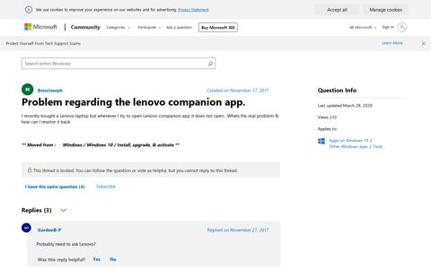 Problem regarding the lenovo companion app. - Microsoft ...